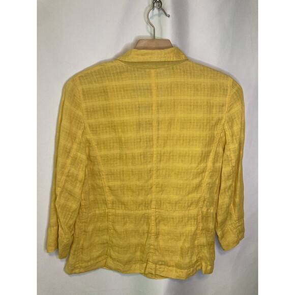 Eileen Fisher Jacket Womens Medium M Yellow Career Lagenlook Linen Blazer - Picture 8 of 9